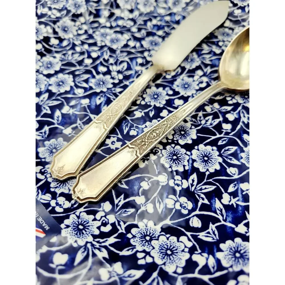 1847 Rogers Bros Ancestral Silverplate Butter Knive & Sugar Spoon Discontinued